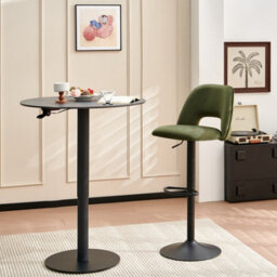 Sonara Adjustable Upholstered Velvet Bar Stools With Gas-Lift, Swivel And Footrest - thumbnail 2