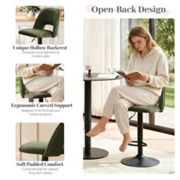 Sonara Adjustable Upholstered Velvet Bar Stools With Gas-Lift, Swivel And Footrest - thumbnail 4