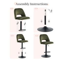 Sonara Adjustable Upholstered Velvet Bar Stools With Gas-Lift, Swivel And Footrest - thumbnail 7