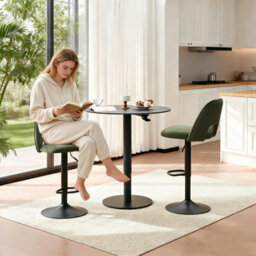 Sonara Adjustable Upholstered Velvet Bar Stools With Gas-Lift, Swivel And Footrest - thumbnail 8