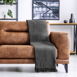 "Emma Barclay Honeycomb Throw Over Blanket 70"" X 100"" Charcoal" - thumbnail 5