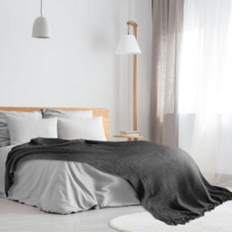 "Emma Barclay Honeycomb Throw Over Blanket 70"" X 100"" Charcoal" - thumbnail 7