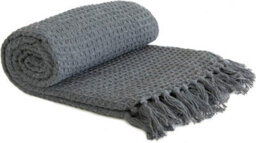 "Emma Barclay Honeycomb Throw Over Blanket 70"" X 100"" Charcoal" - thumbnail 1