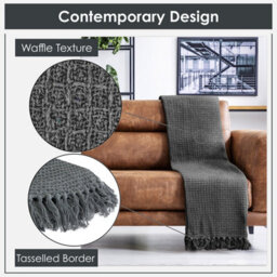 "Emma Barclay Honeycomb Throw Over Blanket 70"" X 100"" Charcoal" - thumbnail 3