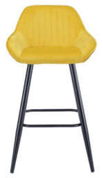 Lamboro Velluto Velvet Mustard Kitchen Bar Stool With Fixed Height - thumbnail 6