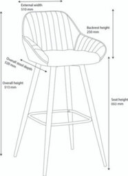 Lamboro Velluto Velvet Mustard Kitchen Bar Stool With Fixed Height - thumbnail 4