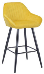 Lamboro Velluto Velvet Mustard Kitchen Bar Stool With Fixed Height - thumbnail 1