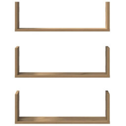 Walplus Wall Shelves 3 Pcs Artisian Oak 58X18X18 Cm Engineered Wood - thumbnail 4