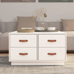 Berkfield Coffee Table White 80X80X45 Cm Solid Wood Pine - thumbnail 3