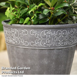 Garden Gear Damask Lead Effect Planter Outdoor Garden Patio Dark Grey 28Cm (X1) - thumbnail 2