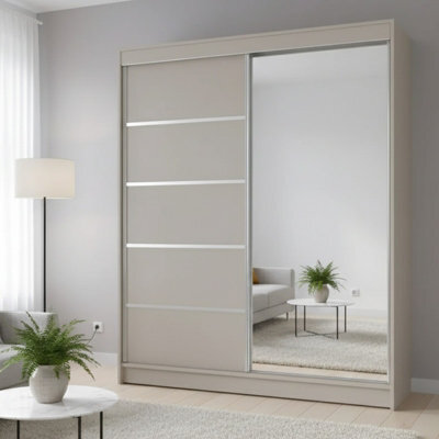 Sliding Door Wardrobe Camino 3 With Mirror Cashmere - image 1