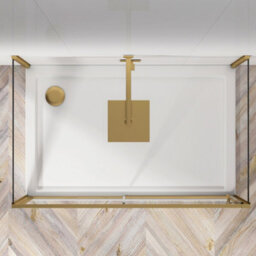 Royal Bathrooms Venice 1200 X 700mm Brushed Brass 3-Sided Sliding Door Shower Enclosure Rectangular With Side Panels 6mm Glass Screen - thumbnail 5