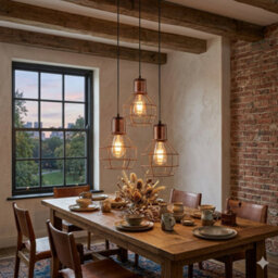 Industrial Vintage Pendant Light With 3 Adjustable Hanging 15 Cm Metal Cage Lampshades With 95Cm Adjustable Cable - thumbnail 7