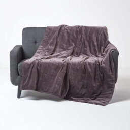 Homescapes Dark Grey Velvet Quilted Throw, 125 X 150 Cm - thumbnail 1