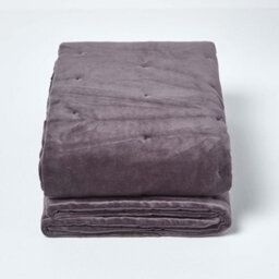 Homescapes Dark Grey Velvet Quilted Throw, 125 X 150 Cm - thumbnail 2