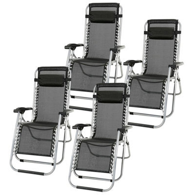 Taylor & Brown 4X Textoline Reclining Garden Chair Beach Sun Lounger Recliner Chairs In Black Weatherproof Textoline - image 1