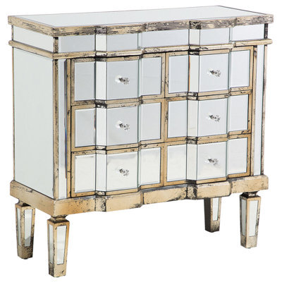 Beliani 6 Drawer Chest Mozela Mirrored Silver - image 1
