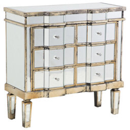 Beliani 6 Drawer Chest Mozela Mirrored Silver - thumbnail 1
