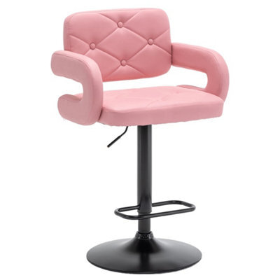 Pink Plush Extra Wide Swivel Gas Lift Bar Stool Kitchen Chair - image 1