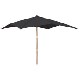 Berkfield Garden Parasol With Wooden Pole Black 300X300X273 Cm - thumbnail 2
