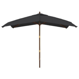 Berkfield Garden Parasol With Wooden Pole Black 300X300X273 Cm - thumbnail 3