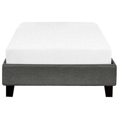 Beliani Eu Single Bed 3Ft Grey Fabric Slatted Frame Without Headboard, Low-Profile 90 X 200 Cm Compatible - image 1