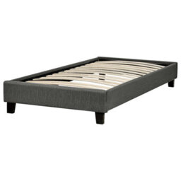 Beliani Eu Single Bed 3Ft Grey Fabric Slatted Frame Without Headboard, Low-Profile 90 X 200 Cm Compatible - thumbnail 6