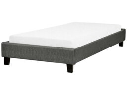 Beliani Eu Single Bed 3Ft Grey Fabric Slatted Frame Without Headboard, Low-Profile 90 X 200 Cm Compatible - thumbnail 3