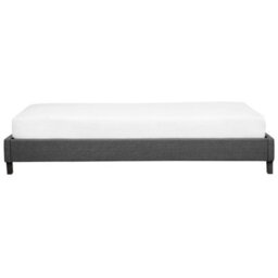 Beliani Eu Single Bed 3Ft Grey Fabric Slatted Frame Without Headboard, Low-Profile 90 X 200 Cm Compatible - thumbnail 5