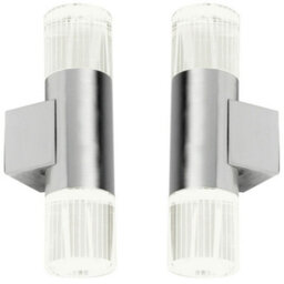 2 Pack Ip44 Accent Led Light Steel Double Glass Up Down Wall Lamp Porch Garden