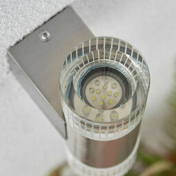 2 Pack Ip44 Accent Led Light Steel Double Glass Up Down Wall Lamp Porch Garden - thumbnail 4