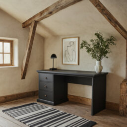 Wyld Haus Osaka Farmhouse Dark Grey Wooden Desk 3 Drawers 1300X616X739mm - thumbnail 2
