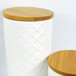 Leaf Ceramic Storage Jars Kitchen Canisters Lids Cream 18Cm Set 2 - thumbnail 4