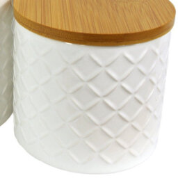 Leaf Ceramic Storage Jars Kitchen Canisters Lids Cream 18Cm Set 2 - thumbnail 6