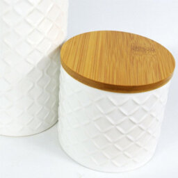 Leaf Ceramic Storage Jars Kitchen Canisters Lids Cream 18Cm Set 2 - thumbnail 5