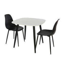 Core Products Aspen White 80Cm Square Dining Table With 2 Black Plastic Curve Design Chairs - thumbnail 9