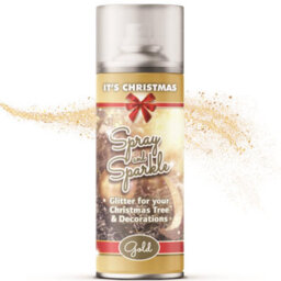 Christmas Spray And Sparkle Glitter Gold 200Ml Decorative Clear Lacquer With Shimmering Gold Glitter For Trees Ornaments 2694