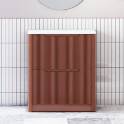 Royal Bathrooms Avenza 700mm Terracotta Clay Floor Standing Vanity Unit 2 Drawer With Plain White Undrilled Worktop & No Basin - thumbnail 1
