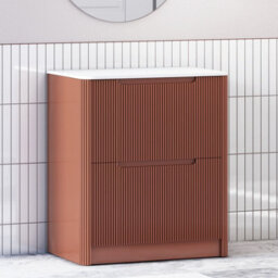 Royal Bathrooms Avenza 700mm Terracotta Clay Floor Standing Vanity Unit 2 Drawer With Plain White Undrilled Worktop & No Basin - thumbnail 4