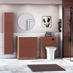 Royal Bathrooms Avenza 700mm Terracotta Clay Floor Standing Vanity Unit 2 Drawer With Plain White Undrilled Worktop & No Basin - thumbnail 5