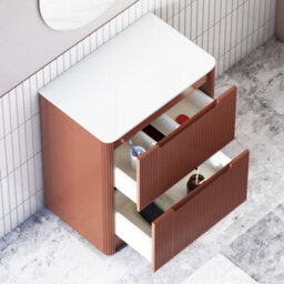 Royal Bathrooms Avenza 700mm Terracotta Clay Floor Standing Vanity Unit 2 Drawer With Plain White Undrilled Worktop & No Basin - thumbnail 6