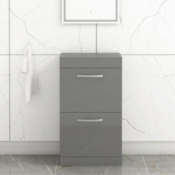 Royal Bathrooms Turin 500mm Indigo Grey Gloss Floor Standing Worktop Vanity Unit - 2 Drawer - thumbnail 1