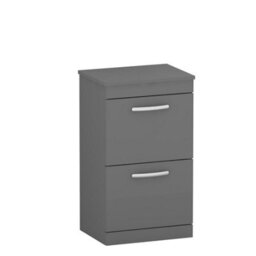 Royal Bathrooms Turin 500mm Indigo Grey Gloss Floor Standing Worktop Vanity Unit - 2 Drawer - thumbnail 3