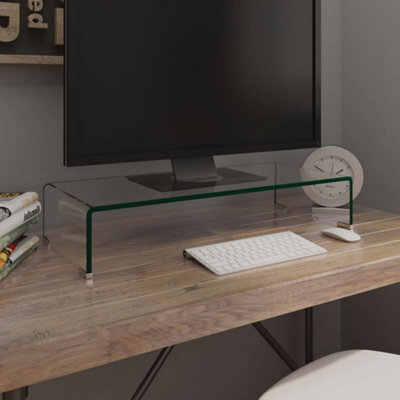 Berkfield Tv Stand/monitor Riser Glass Clear 70X30X13 Cm - image 1