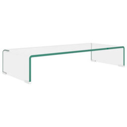 Berkfield Tv Stand/monitor Riser Glass Clear 70X30X13 Cm - thumbnail 2
