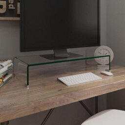 Berkfield Tv Stand/monitor Riser Glass Clear 70X30X13 Cm - thumbnail 1