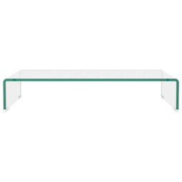 Berkfield Tv Stand/monitor Riser Glass Clear 70X30X13 Cm - thumbnail 3