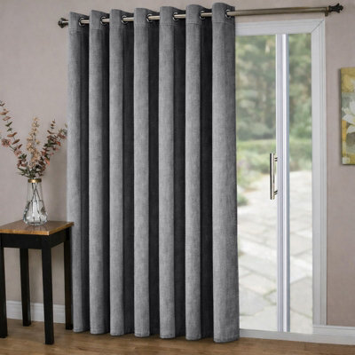 Oxford Homeware Eyelet Charcoal Linen Curtains Fully Lined 100% Blackout Thermal Insulated Curtain Single Panel (W)168Cmx(L)213Cm - image 1