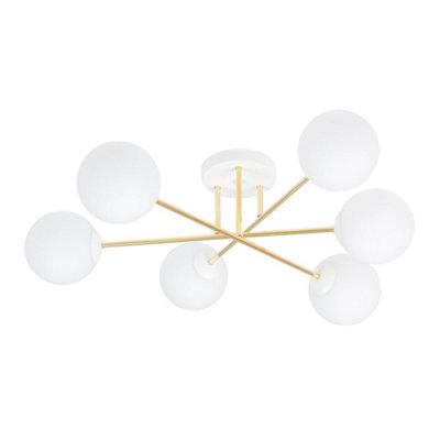 Emibig Lighting Emibig Magnum Ceiling Lamp  6 X E14 White, Gold With White Shade - image 1
