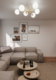 Emibig Lighting Emibig Magnum Ceiling Lamp  6 X E14 White, Gold With White Shade - thumbnail 4
